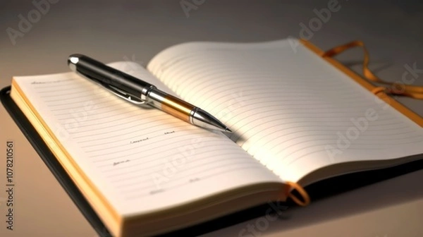 Fototapeta Open Notebook with Pen