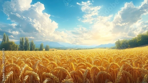 Fototapeta beers day background concept with malt plantation