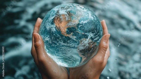 Fototapeta Global initiatives for clean water accessibility and management, solid color background