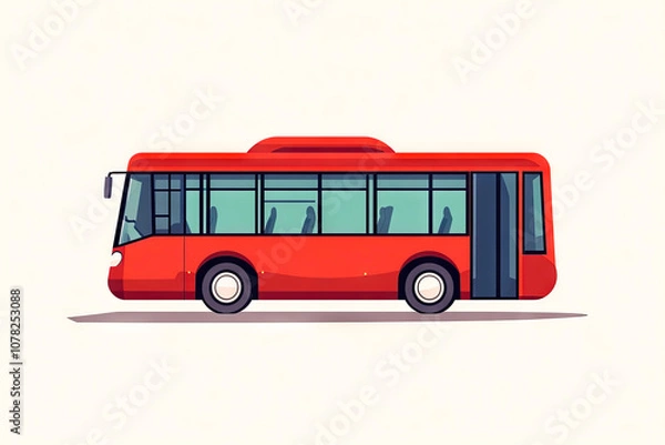 Obraz A red bus with a white background