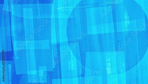 Fototapeta a blue painting with a circle and a plane in the sky