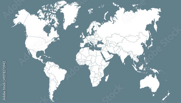 Obraz World map. Grey modern vector map. Silhouette map.