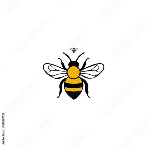 Obraz  Simple flat 2D icon bee isolated on transparent background, vector, flat design, animation design, vector, flat design, animation design, simple flat 2D icon, minimalist design, clipart