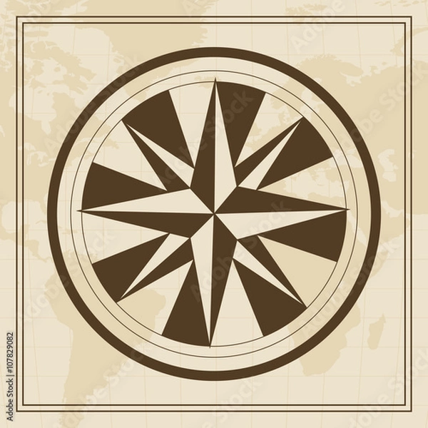 Obraz Vector Wind rose on a world map background