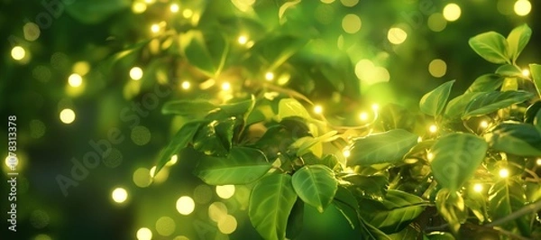 Obraz sparkling green festival lights background, party, celebration 15