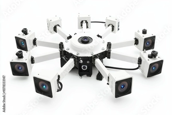 Obraz White drone with eight cameras.