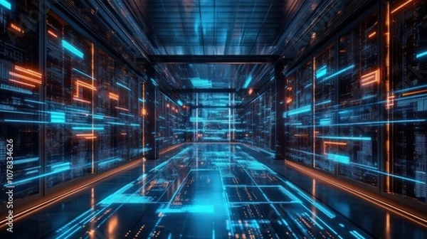 Fototapeta Digital Data Flow Corridor