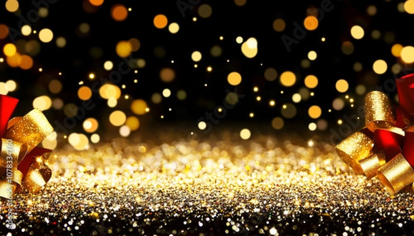Fototapeta Elegant Christmas Party Background with Shimmer and Bokeh Effects for Festive Designs