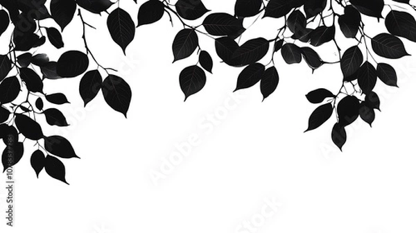 Obraz Silhouette of Tree Branches with Leaves