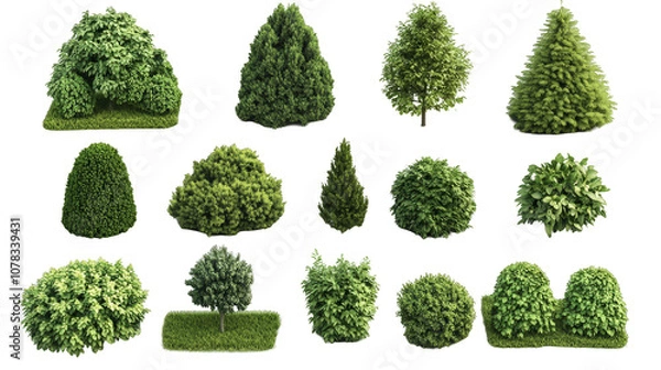 Fototapeta A collection of trees in various sizes and shapes