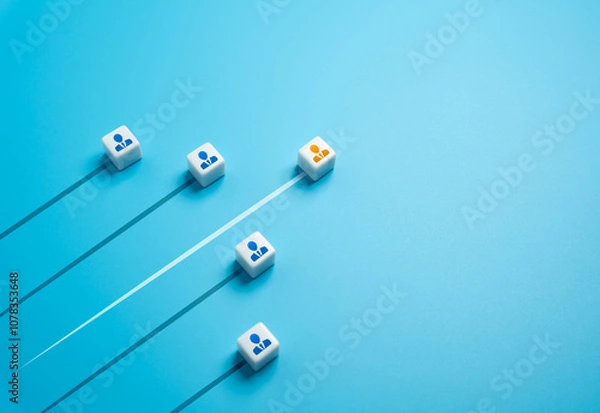 Fototapeta Businessmen race and the leader breaks ahead. Concept of success and competition. Leadership qualities. Outstanding productivity indicators.