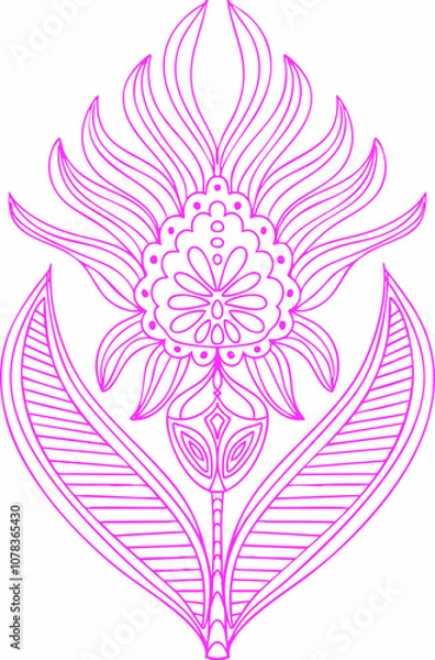Fototapeta Seamless repeat pattern print background with ornament in roze and red 