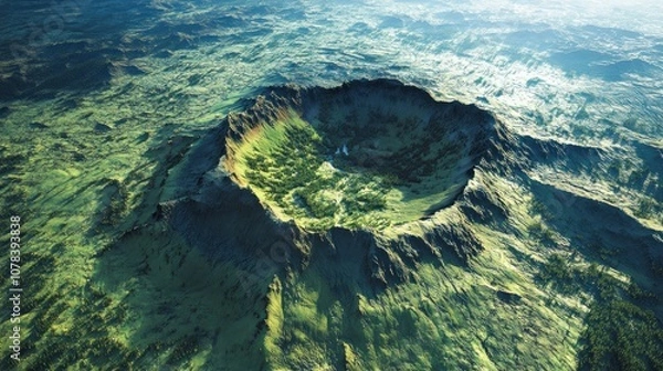 Fototapeta Satellite imaging technology that collects data with a LIDAR system, allowing a three-dimensional view of the terrain.