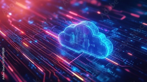 Fototapeta Cloud Computing Abstract Digital Illustration