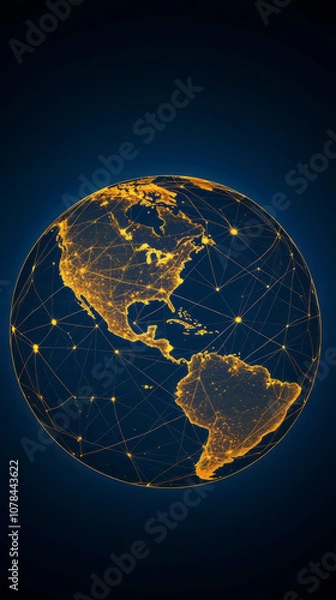 Fototapeta Digital globe visualizing global connections and networks