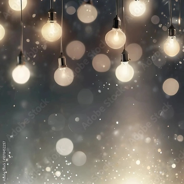 Fototapeta Hanging light bulbs with soft bokeh effect