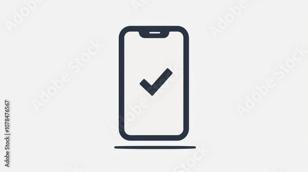 Obraz Minimalistic smartphone icon with central checkmark