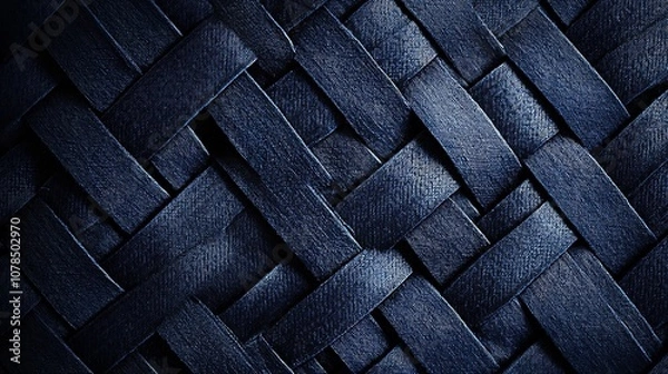 Fototapeta Dark navy blue background with a fabric-like woven texture