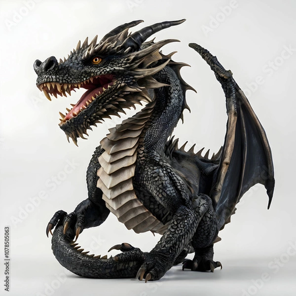 Fototapeta dragon with white background