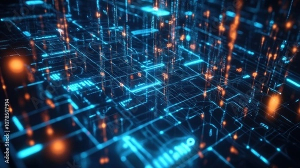 Fototapeta Digital Circuitry: A Visual Representation of Data Flow