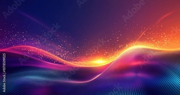 Fototapeta Abstract Wavy Background with Vibrant Colors and Sparkles