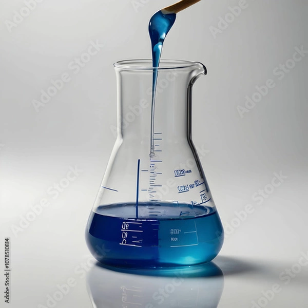 Fototapeta A glass beaker half-filled with a colorful liquid,
