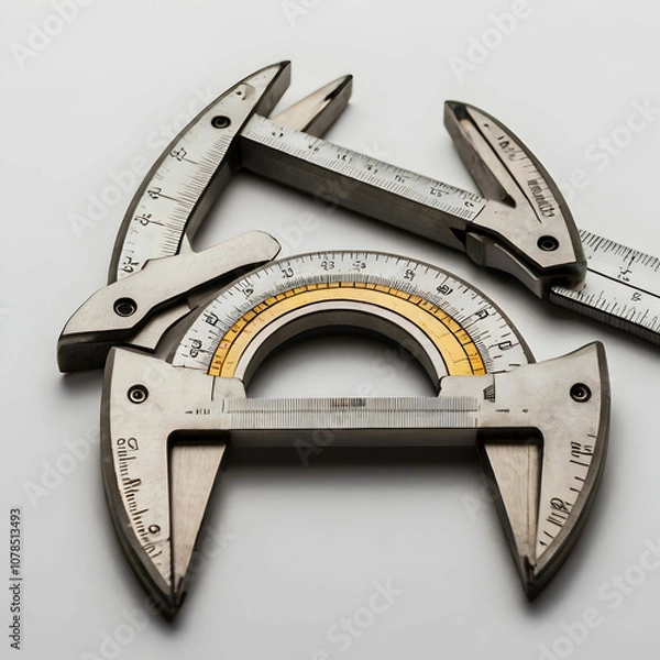 Fototapeta pair of metal calipers designed for measuring internal and external dimensions accurately,