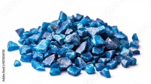 Fototapeta Pile of Vivid Blue Apatite Crystals on White Background: A Captivating Close-Up