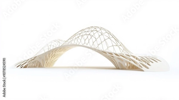 Fototapeta Abstract Architectural Design: A Parametric Bridge Structure - Modern Engineering and Futuristic Construction