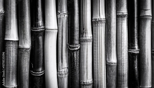Obraz black white bamboo texture background