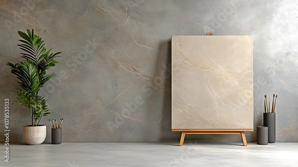 Fototapeta Create stunning artwork in a minimalist studio with natural light and elegant decor