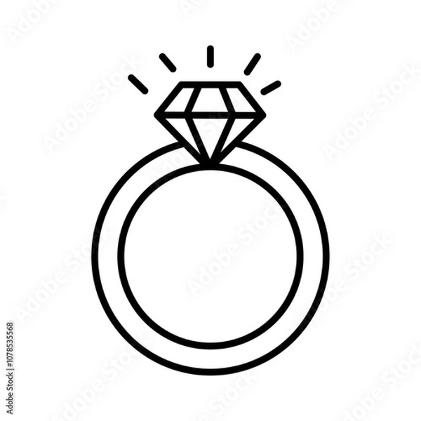 Fototapeta Diamond ring icon Outline vector for web ui