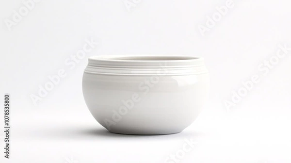Fototapeta Elegant White Ceramic Pot: A Minimalist Touch for Modern Home Decor. Perfect empty planter for indoor or outdoor plants, flowers, or succulents. Enhance your space with this stylish piece.