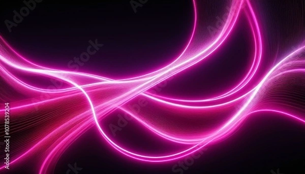 Obraz glowing neon curved line curve of neon electric style line on transparent background luminous pink neon wave