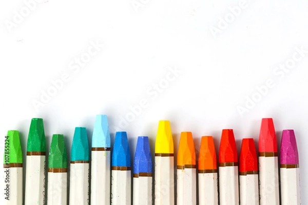 Fototapeta paint stirring stick Neatly arranged on a white background 