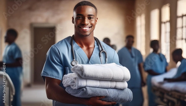 Obraz Junger Pfleger im Krankenhaus