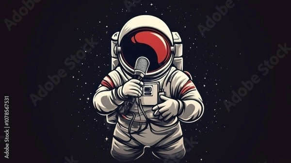 Fototapeta Spaceman with a Microphone