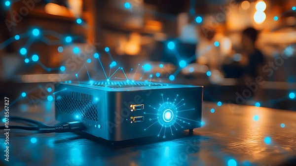 Obraz Blue Glowing Network Illustration