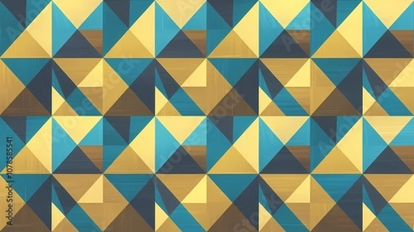 Obraz Bold Triangular Pattern with Gold and Blue Accents for Wrapping Paper