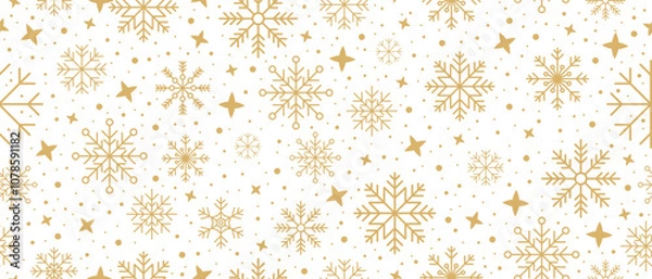 Fototapeta Abstract snowflake seamless border. Snowflakes seamless pattern. Snowfall repeat backdrop. Winter holidays theme. Seamless background with snowflakes. Vector illustration