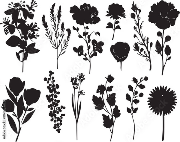 Fototapeta Set Flowers. Hand drawn vector illustration
