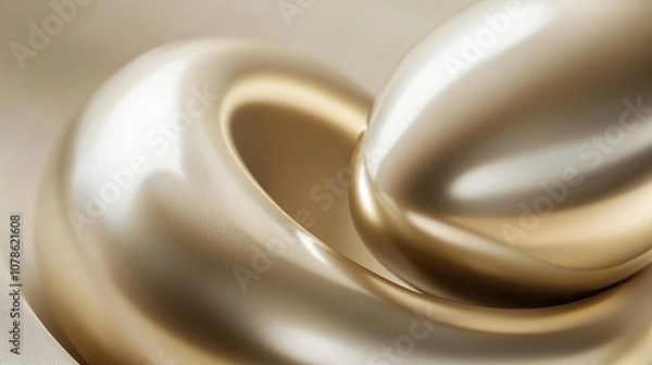 Fototapeta smooth, metallic egg shapes with soft curves and rounded edges interlaced in an abstract composition
