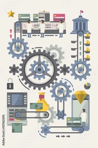 Obraz Cog wheel vector background, finances info graphic