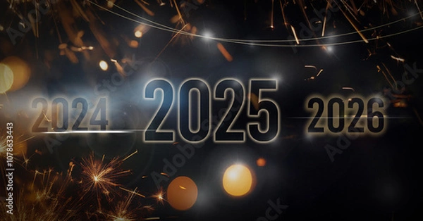 Obraz Background image 2025 New Year's plans, strategies, goals, development, and successes. New Year, Christmas