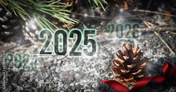 Obraz Background image 2025 New Year's plans, strategies, goals, development, and successes. New Year, Christmas