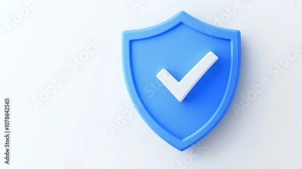 Obraz Cybersecurity assurance, trusted protection, and data security concept represented by a digital shield. The shield has a checkmark in the center, which symbolizes cybersecurity assurance, trusted