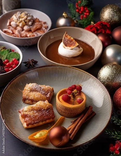 Fototapeta Caramelized Pear Upside-Down Cake