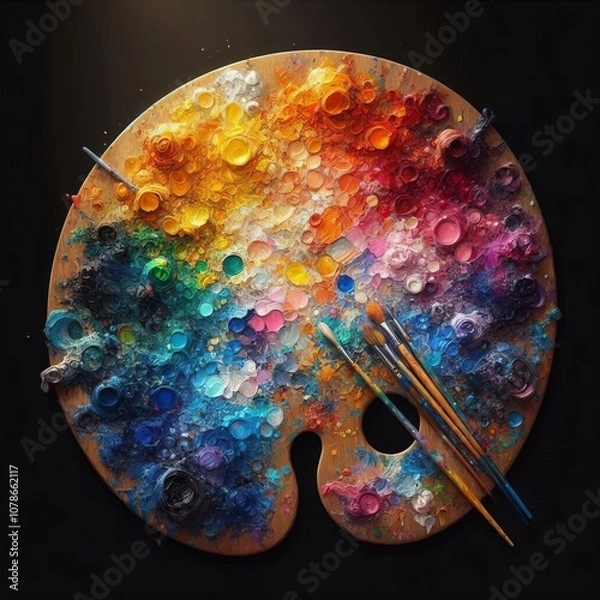 Fototapeta Paint Palette A painter’s palette filled with a rainbow of pai