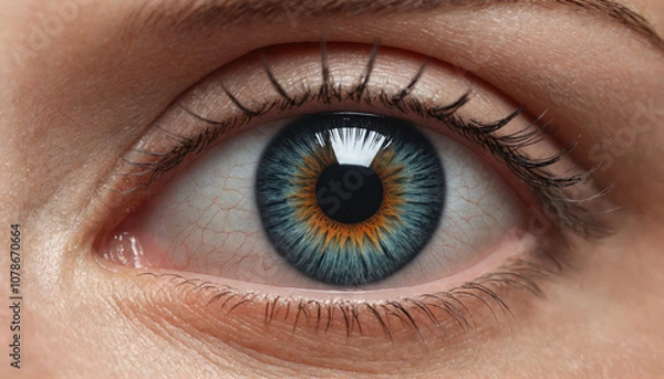 Obraz A close-up of a blue eye with a brown iris