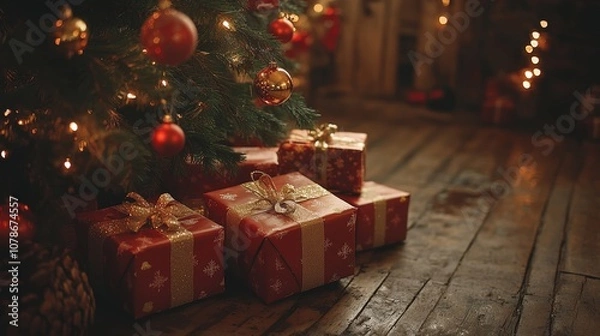 Obraz Retro presents under tree